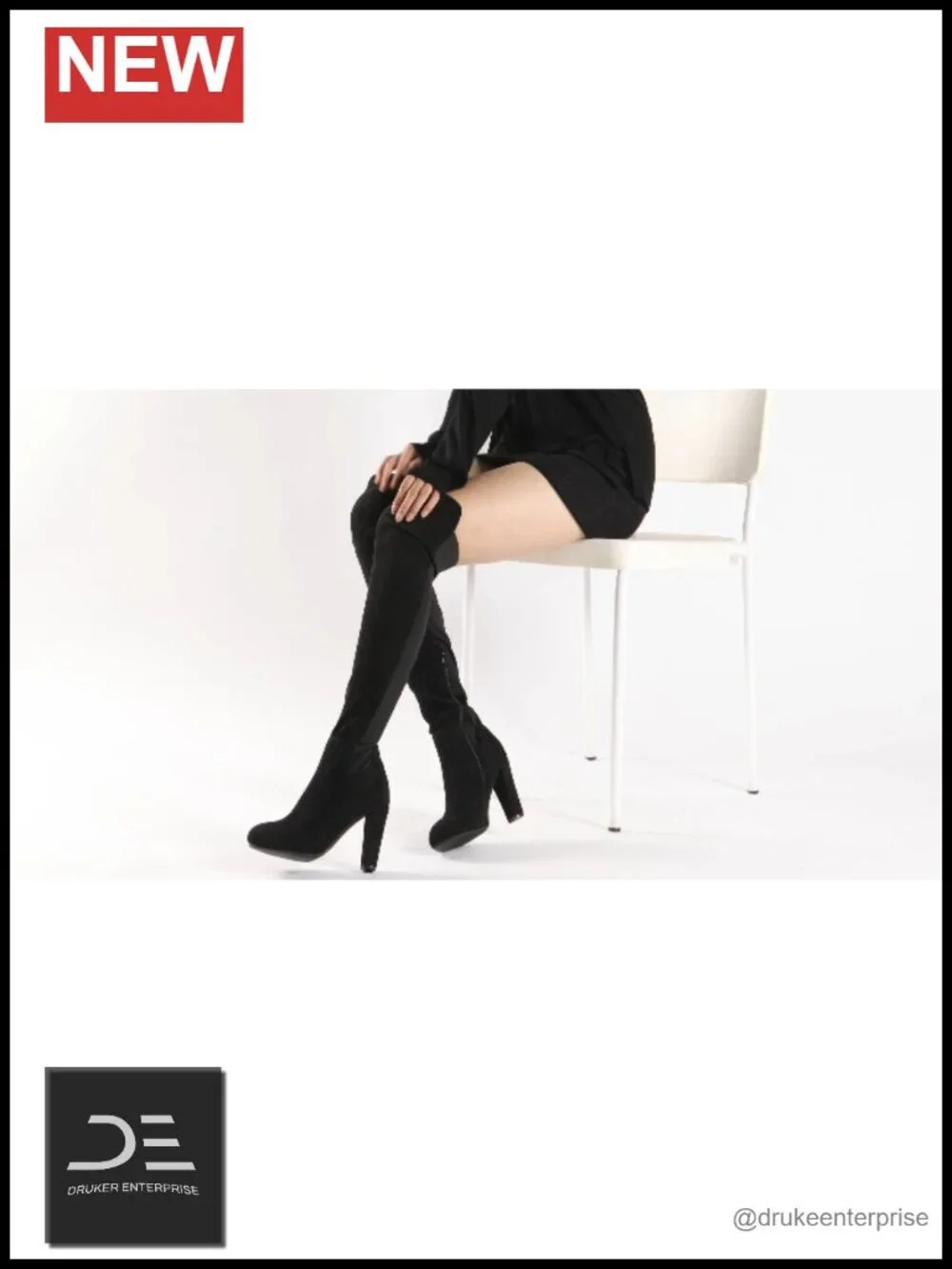 Faux Suede Chunky Heel Over The Knee Stretch Thigh High Boots